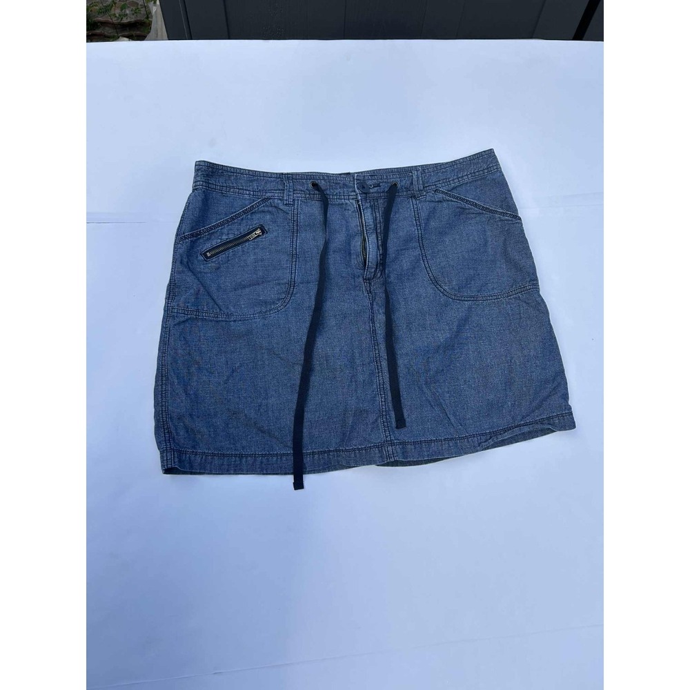 White +‎ Stay Womens Denim Skirt Size 14 Blue Drawstring Zip Pocket